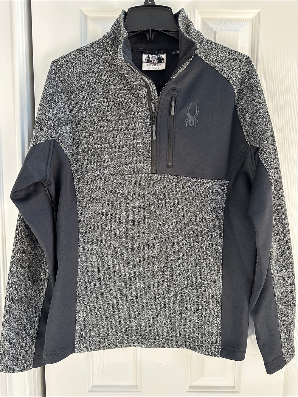 Spyder Men’s Heather Gray and Black Half-Zip Pullover